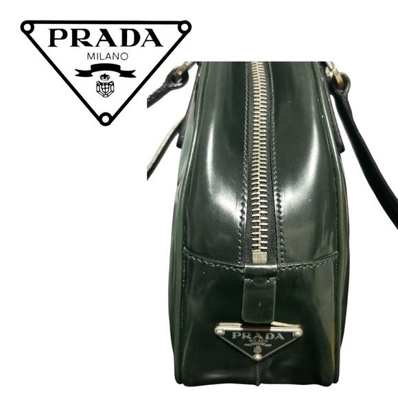 Prada Dark Green Spazalotta Print Bowling Bag - Picture 8 of 11